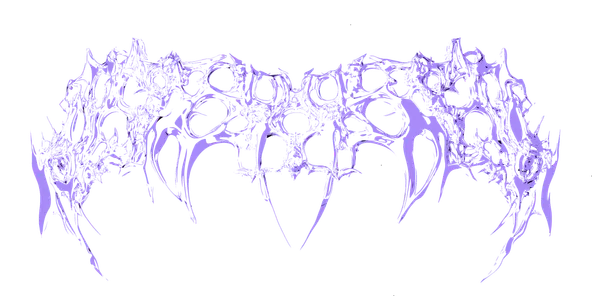 C X A logo: gothic, spiky purple lettering